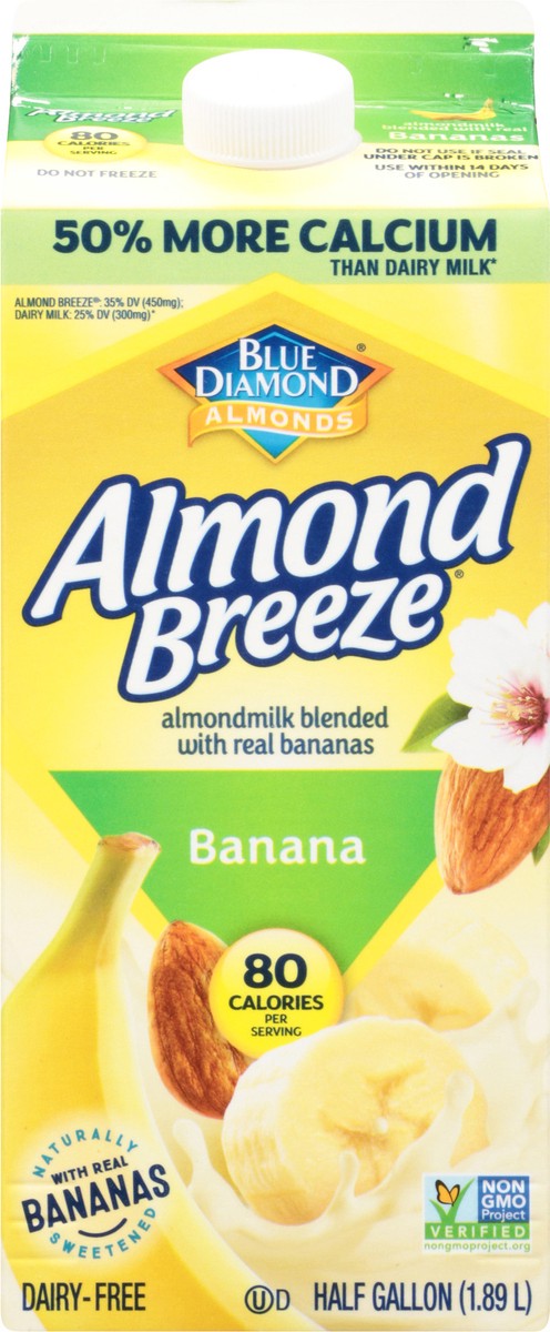 slide 8 of 14, Almond Breeze Banana Almondmilk 0.5 gl, 1/2 gal