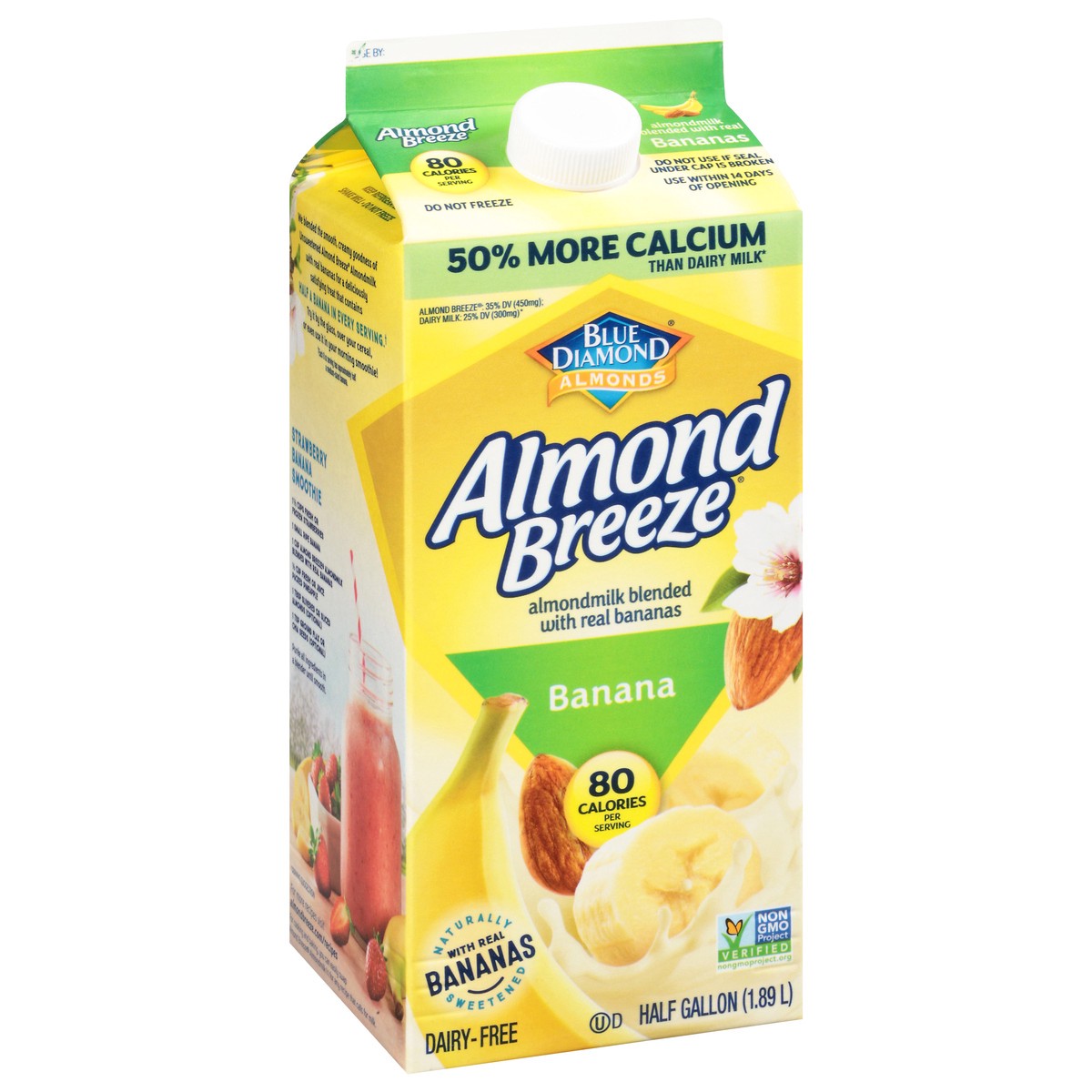 slide 10 of 14, Almond Breeze Banana Almondmilk 0.5 gl, 1/2 gal