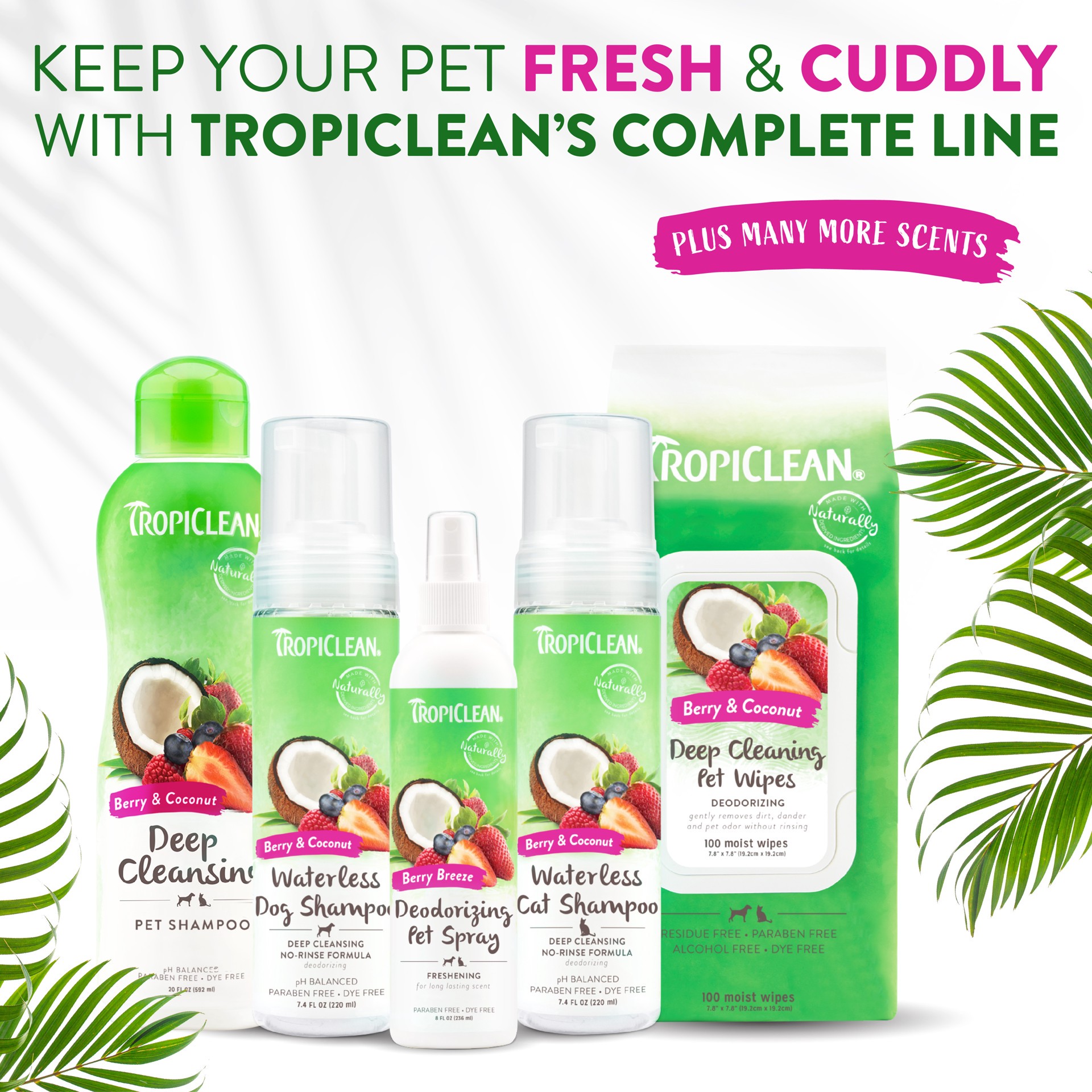 slide 9 of 10, TropiClean Berry & Coconut Deep Cleansing Shampoo for Cats & Kittens, 12oz, 12 oz