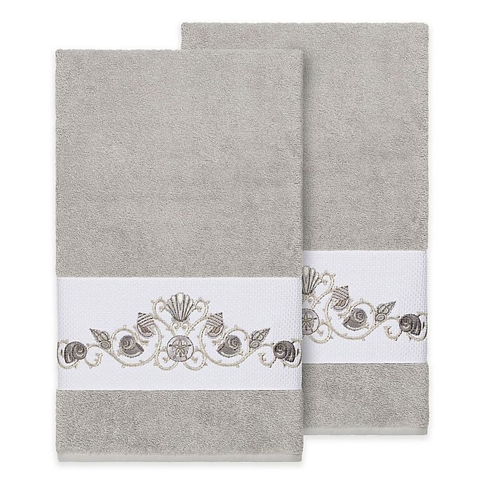 slide 1 of 3, Linum Home Textiles Bella Seashell Bath Towels - Light Grey, 2 ct