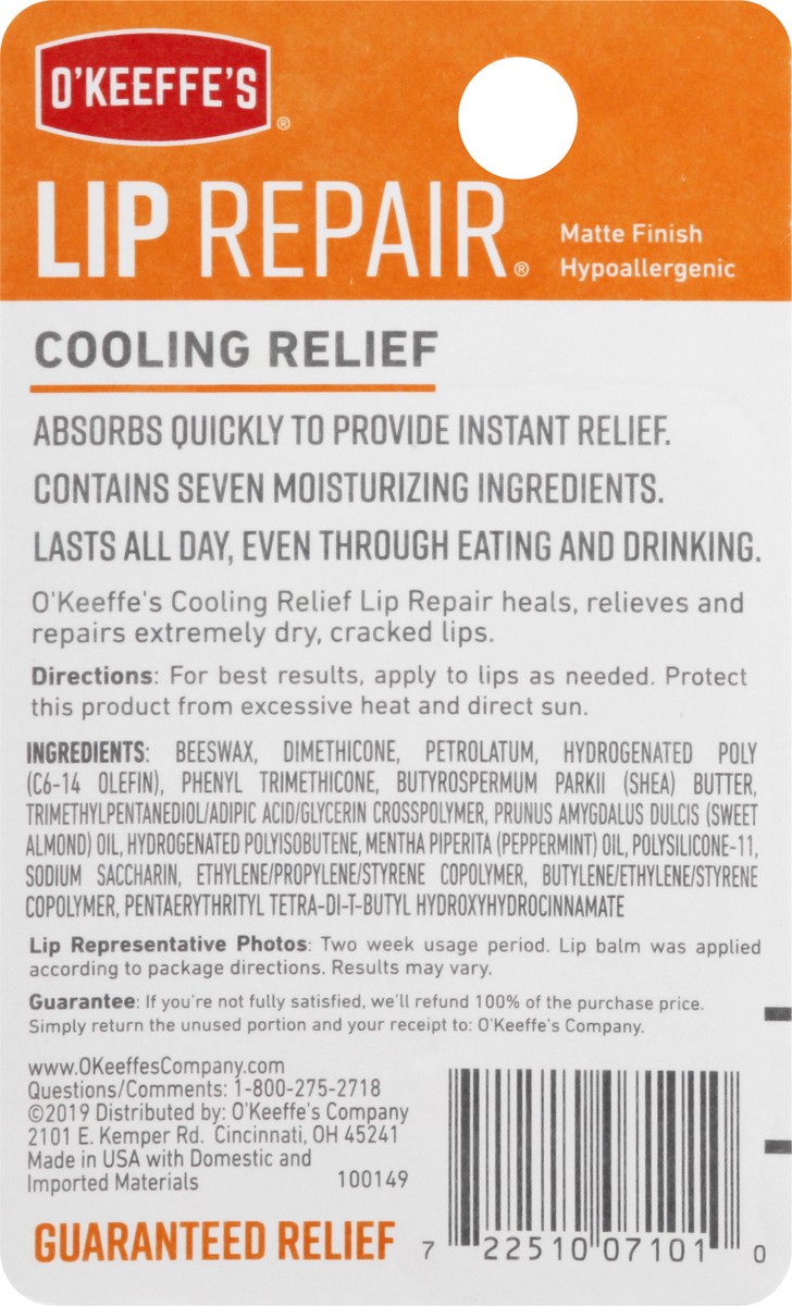 slide 4 of 9, O'Keeffe's Cooling Relief Lip Repair Balm, 0.15 oz