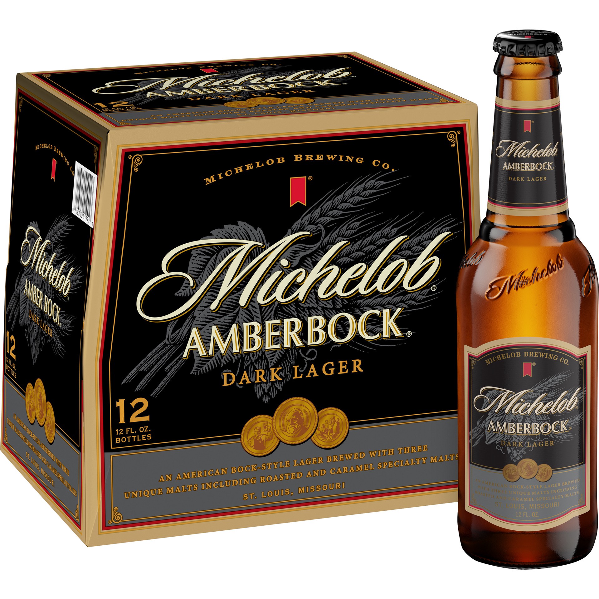 slide 1 of 5, Michelob Amber Bock Dark Lager, 12 ct; 12 oz