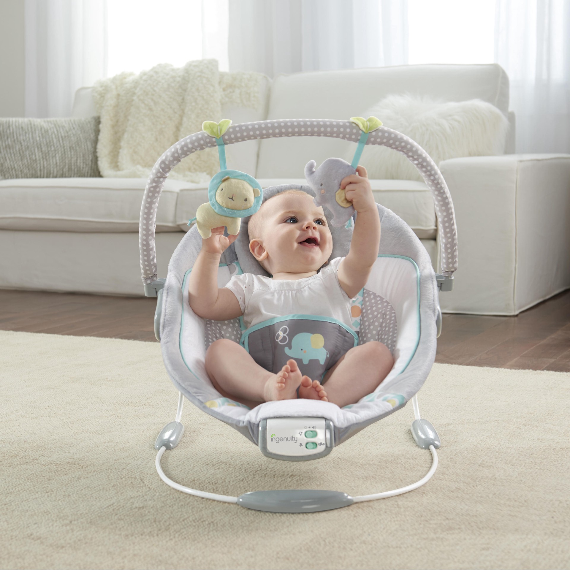 slide 3 of 8, Ingenuity Soothing Baby Bouncer with Vibrating Infant Seat, Morrison, 1 cnt