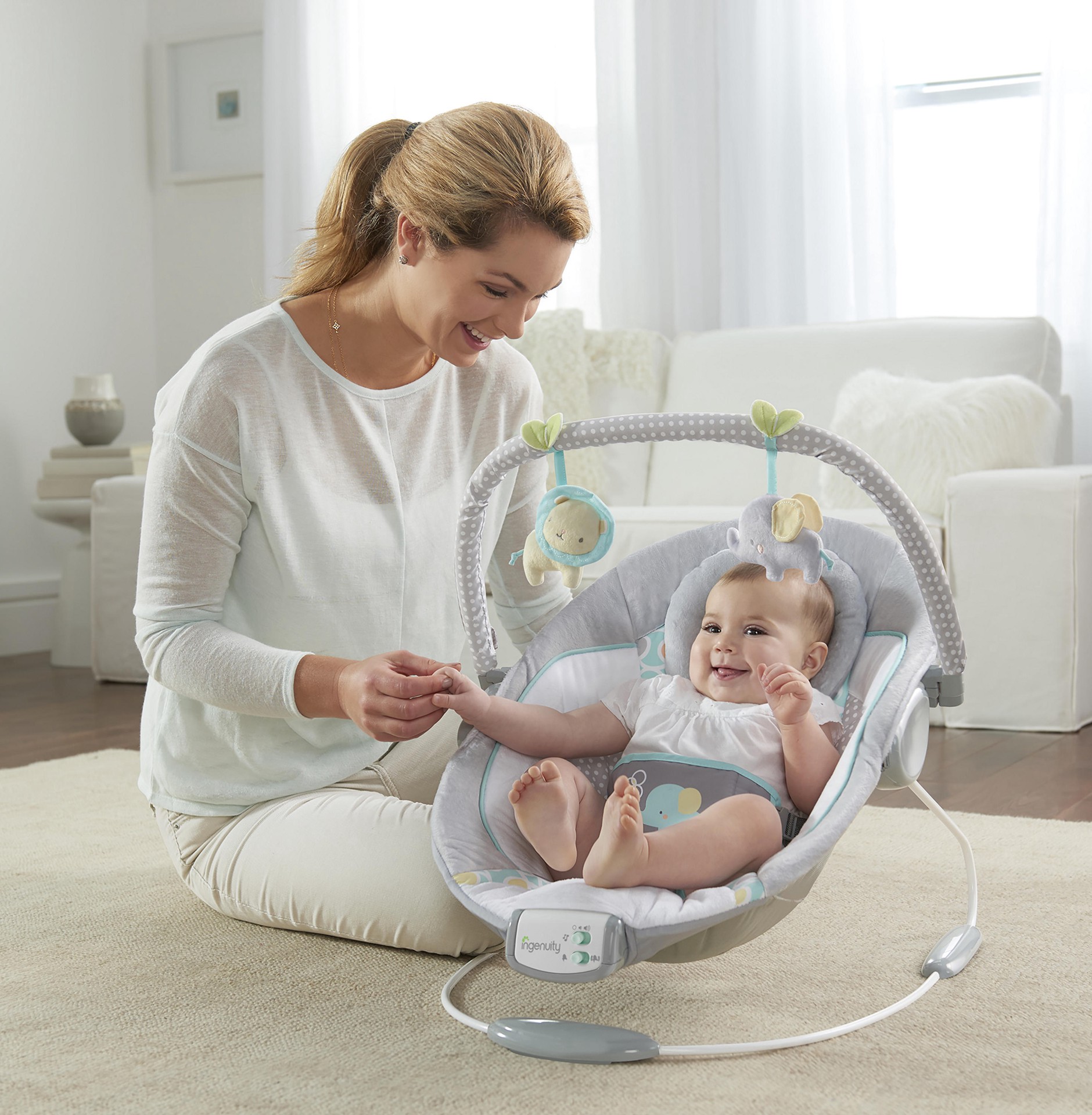 slide 6 of 8, Ingenuity Soothing Baby Bouncer with Vibrating Infant Seat, Morrison, 1 cnt