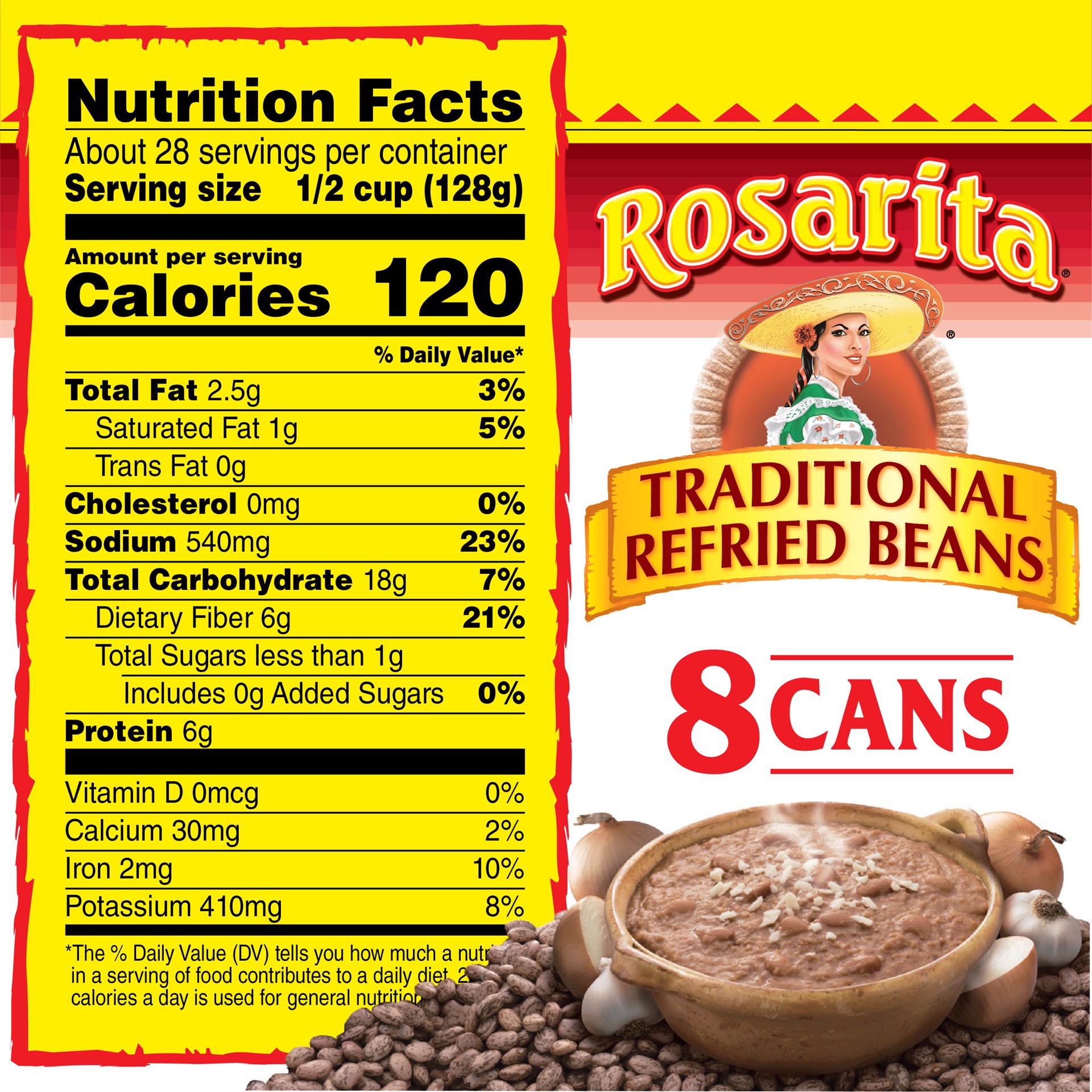 slide 2 of 5, Rosarita Traditional Refried Beans (16oz., 8 Pk.), 8 ct