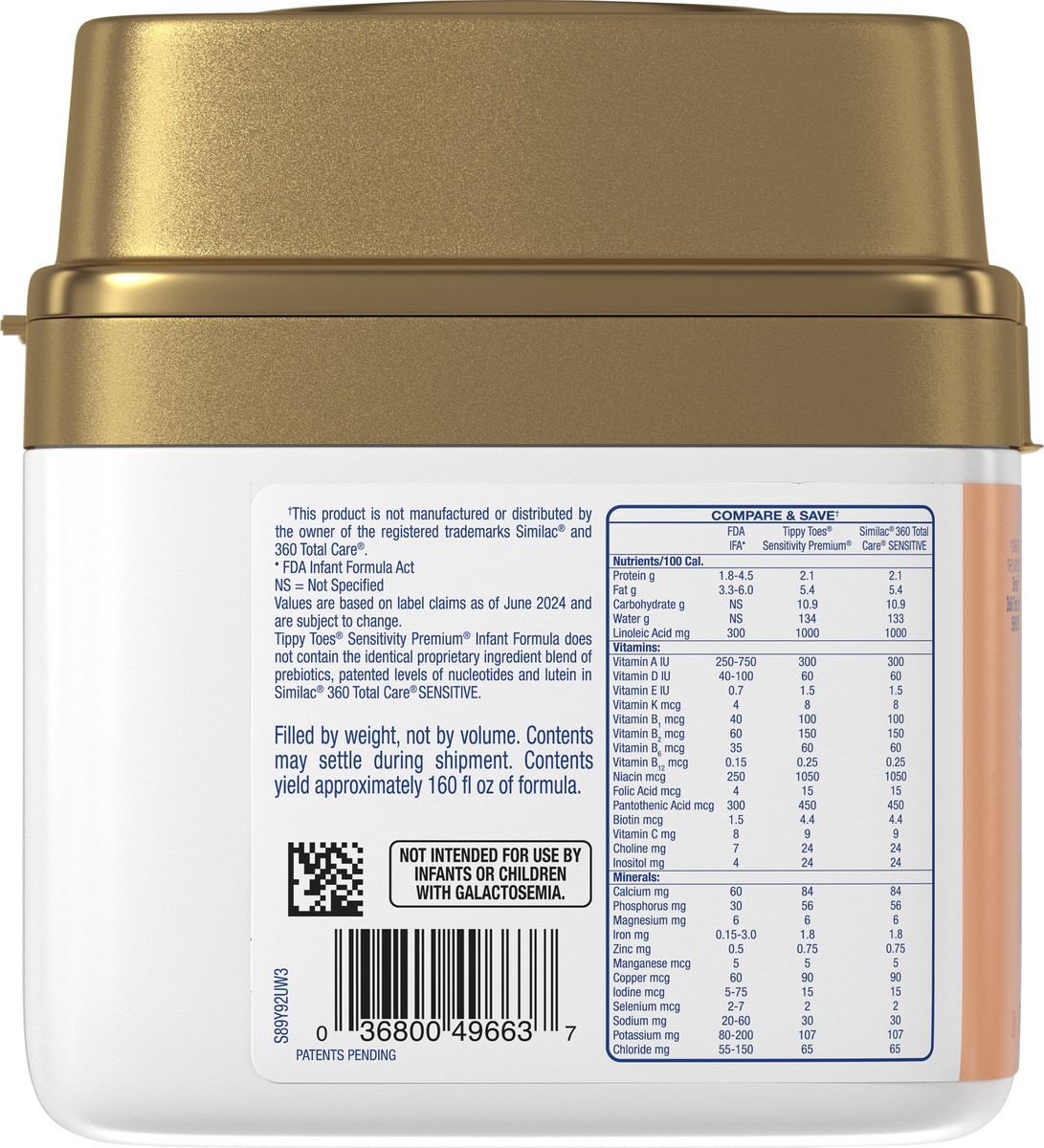 slide 5 of 14, Tippy Toes Sensitive Infant Formula 22.5 Ounces, 22.5 oz