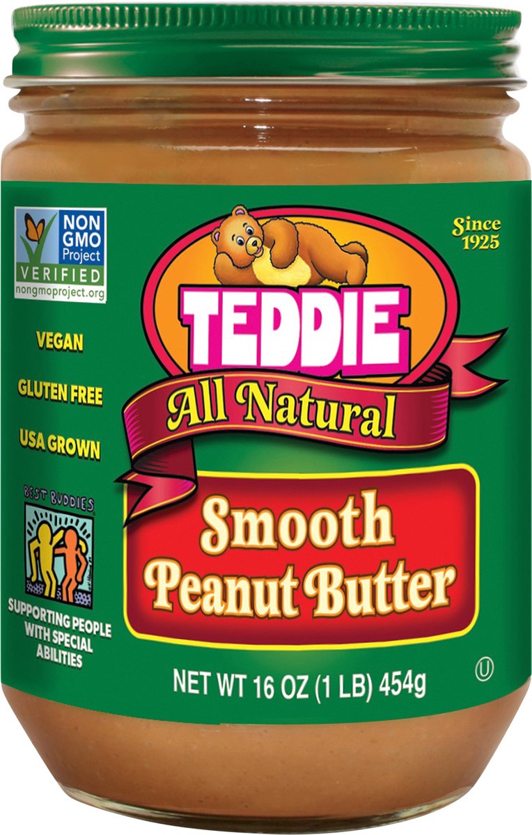 slide 2 of 10, Teddie Natural Smooth Peanut Butter - 16 oz, 16 oz