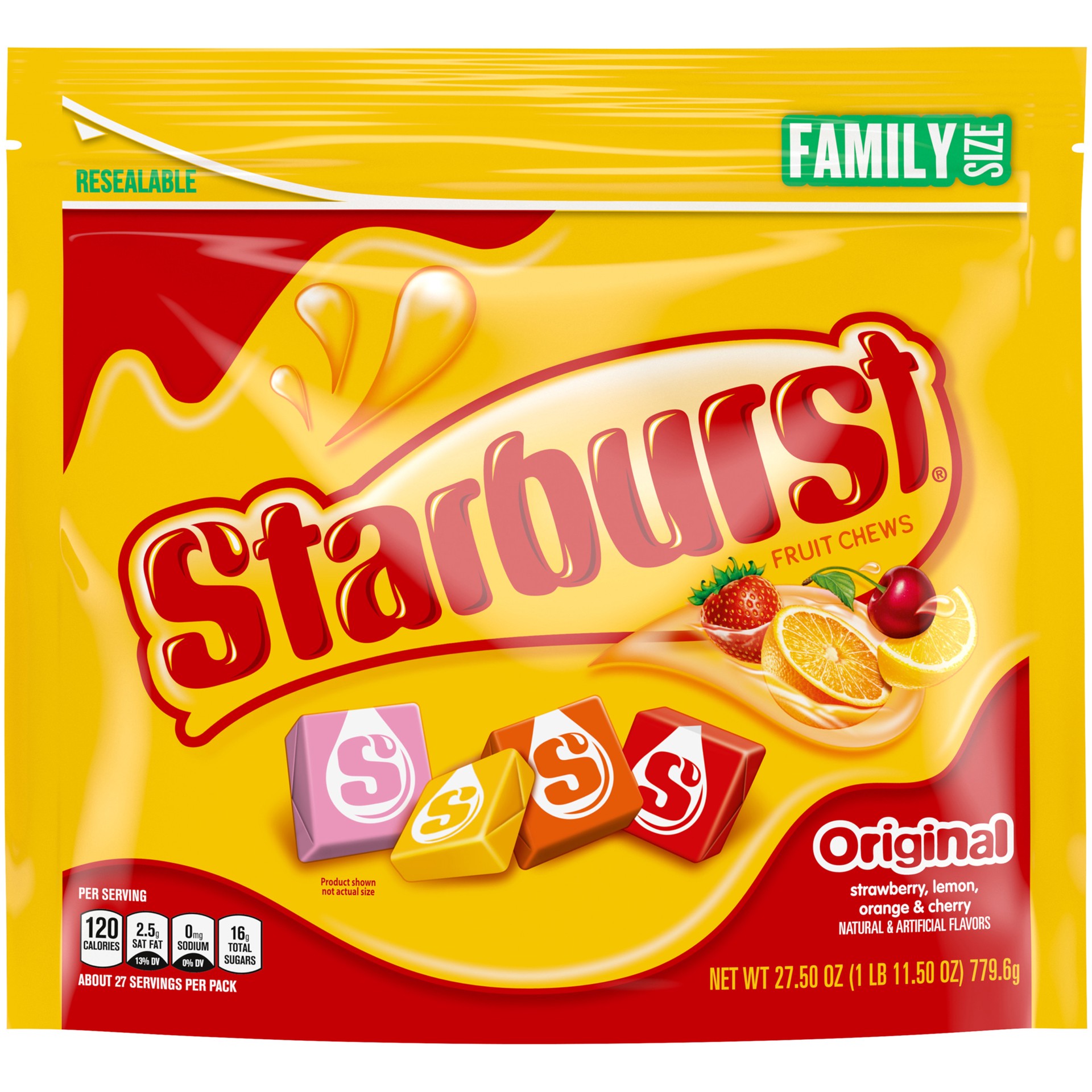 slide 1 of 8, STARBURST Original Chewy Candy, Family Size, 27.5 oz Resealable Bulk Bag, 27.5 oz