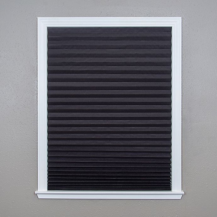 slide 2 of 6, Redi Shade Pleated Cordless Blackout Paper Window Shade - Black, 48 in x 72 in