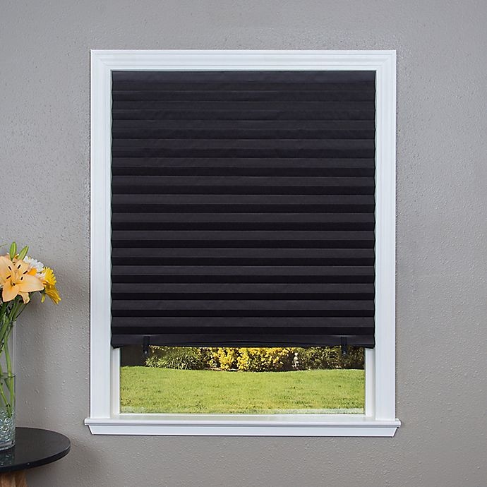 slide 1 of 6, Redi Shade Pleated Cordless Blackout Paper Window Shade - Black, 48 in x 72 in