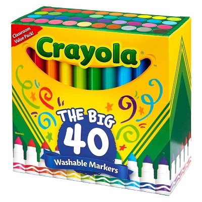 slide 1 of 2, Crayola Classpack UltraClean Washable Broadline Markers, 40 ct