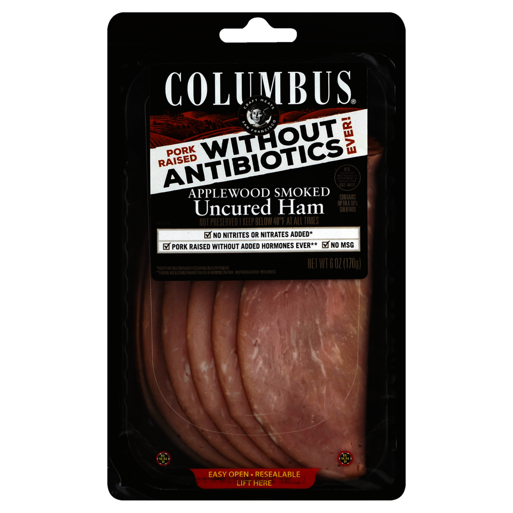 slide 1 of 1, Columbus Antibiotic Free Applewood Ham, 6 oz