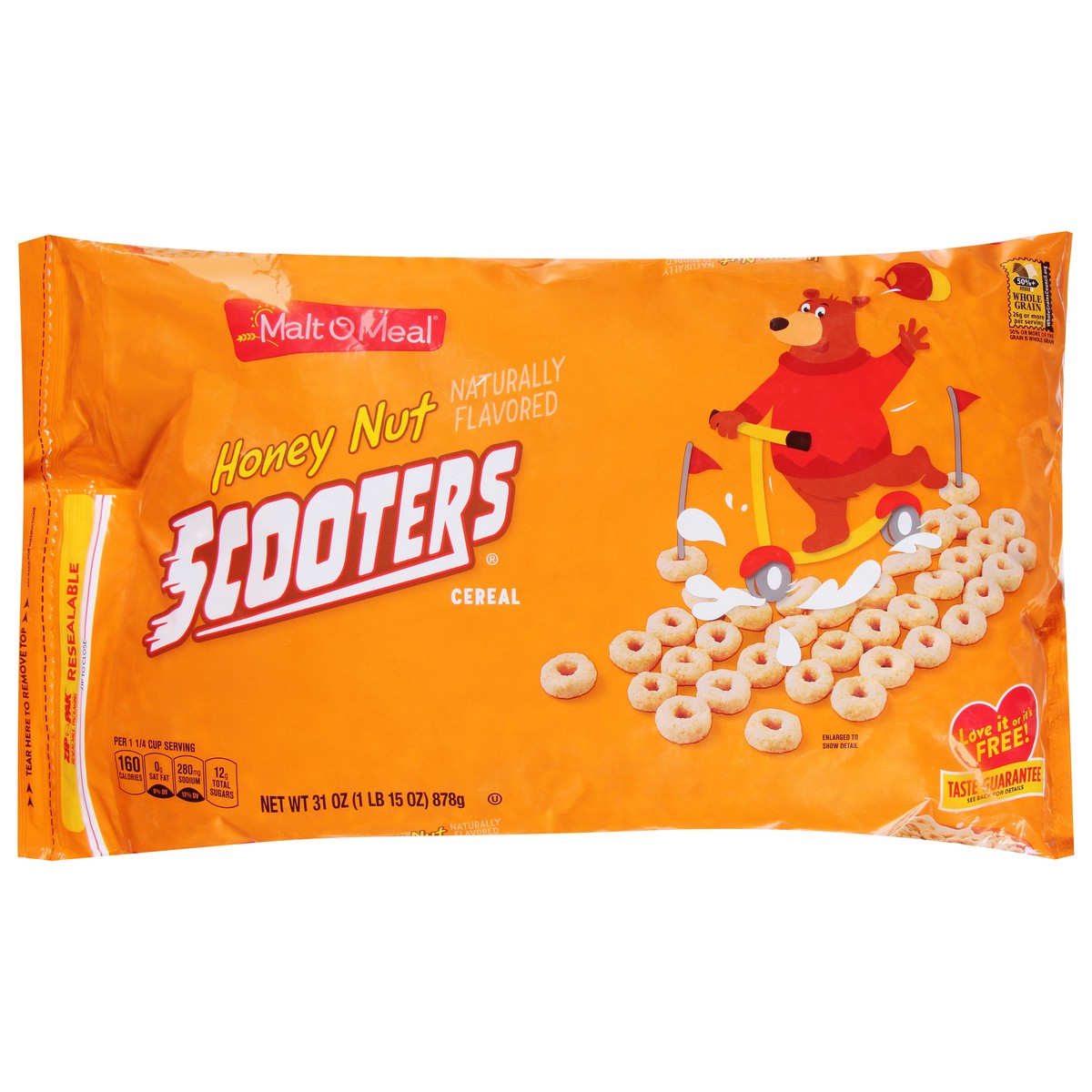 slide 1 of 9, Malt-O-Meal Honey Nut Scooters Cereal Super Size 31 oz, 31 oz