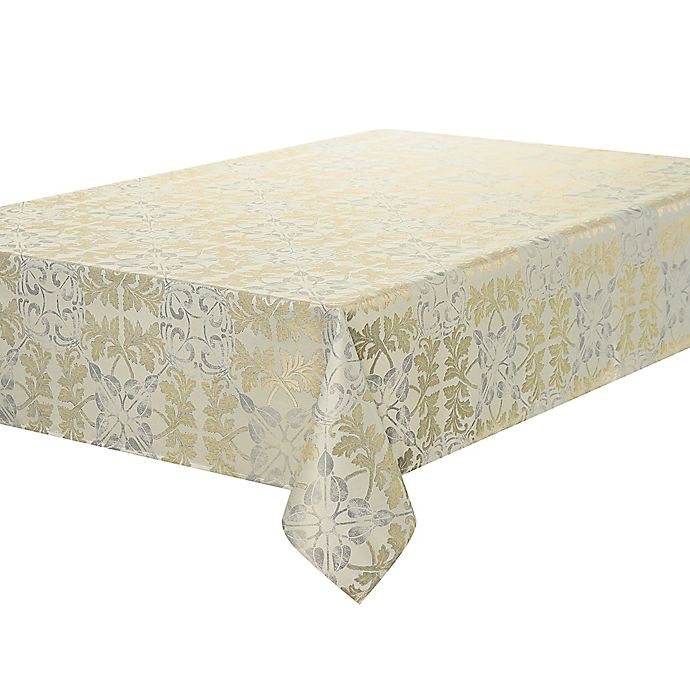 slide 1 of 2, Waterford Linens Octavia Oblong Tablecloth - Gold, 52 in x 70 in