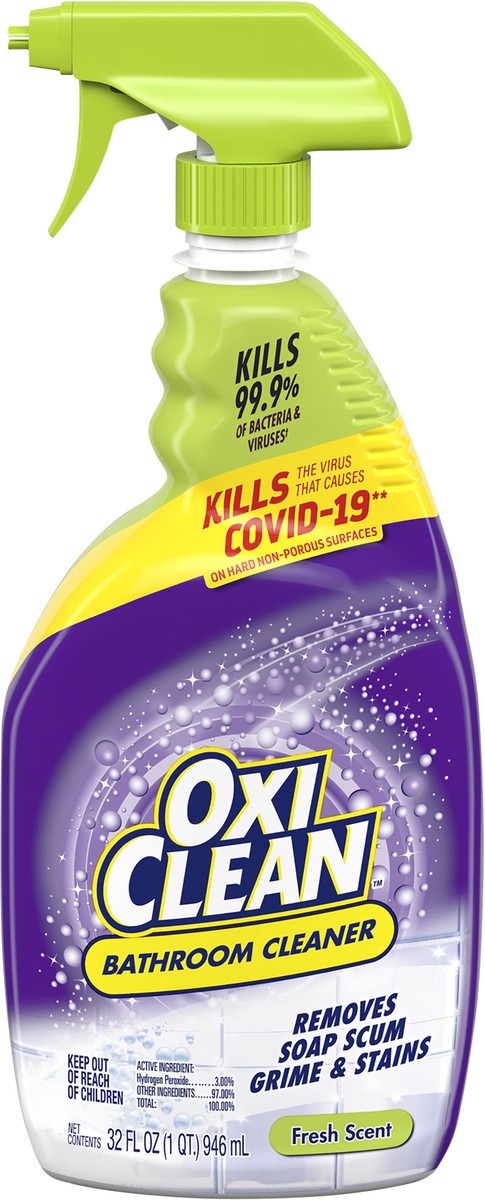 slide 2 of 3, Oxi-Clean Bathroom Cleaner, Shower, Tub & Tile, Powered by Oxi-Clean Stainfighters, 32 oz, 32 fl oz