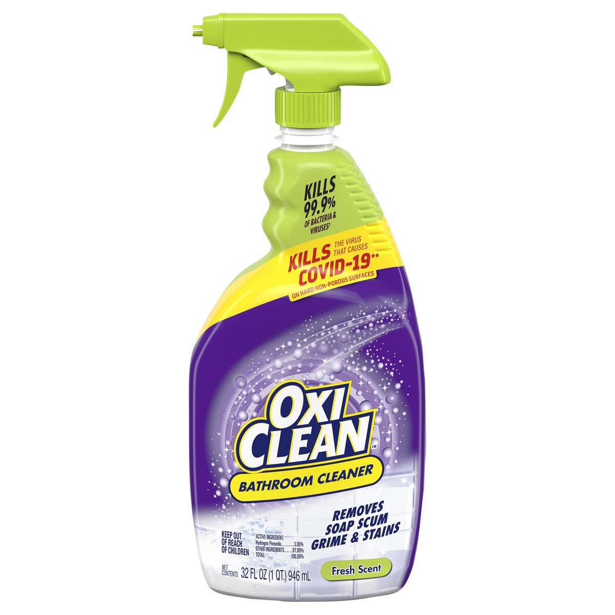 slide 1 of 3, Oxi-Clean Bathroom Cleaner, Shower, Tub & Tile, Powered by Oxi-Clean Stainfighters, 32 oz, 32 fl oz