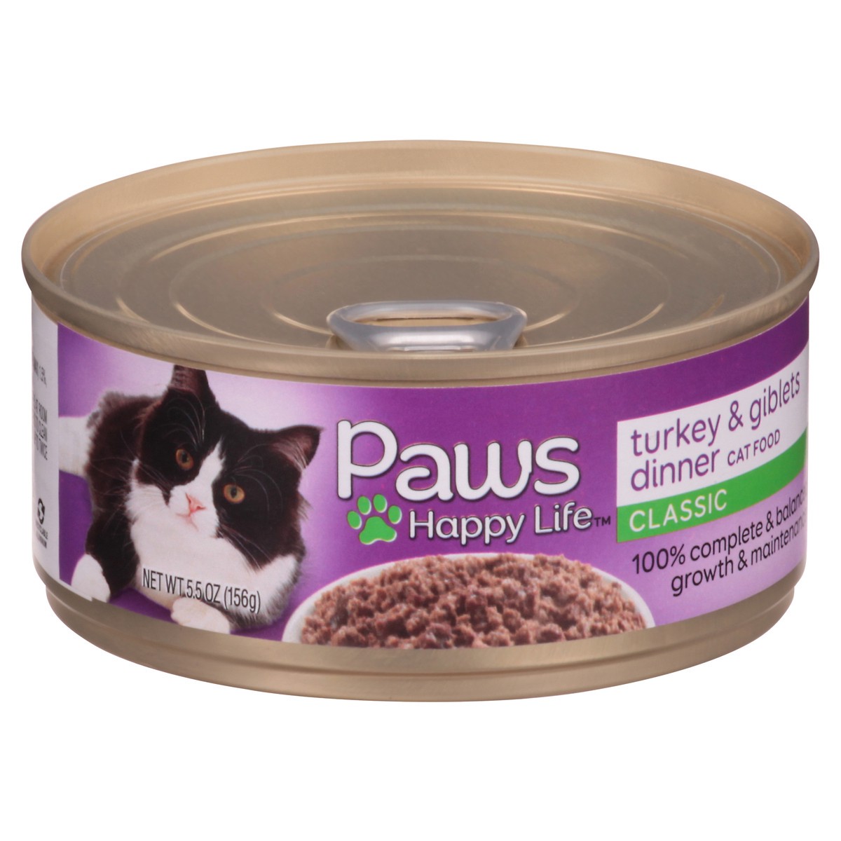 slide 3 of 9, Paws Happy Life Classic Turkey & Giblets Dinner Cat Food 5.5 oz, 5.5 oz