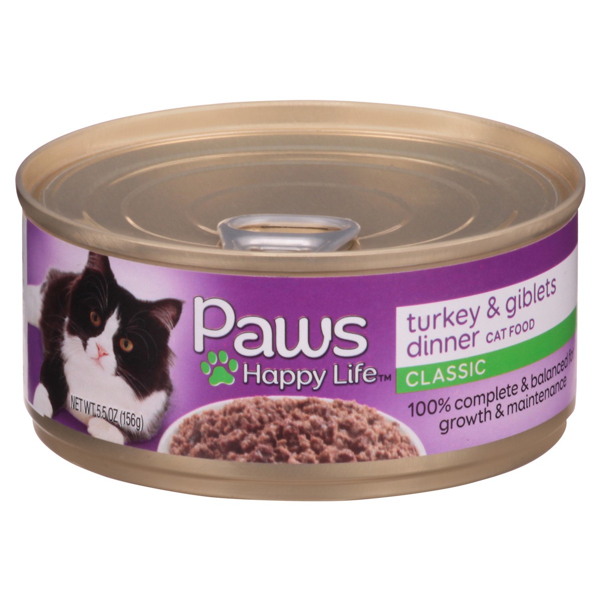 slide 1 of 9, Paws Happy Life Classic Turkey & Giblets Dinner Cat Food 5.5 oz, 5.5 oz