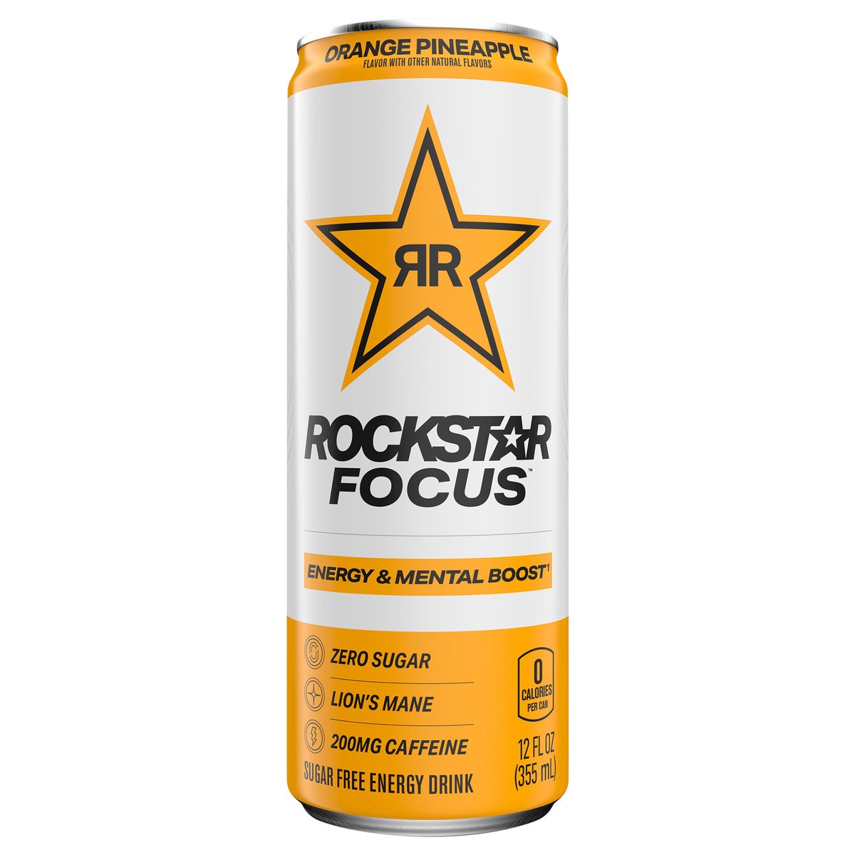slide 8 of 10, Rockstar Focus Sugar Free Energy Drink Orange Pineapple - 12 fl oz, 12 fl oz