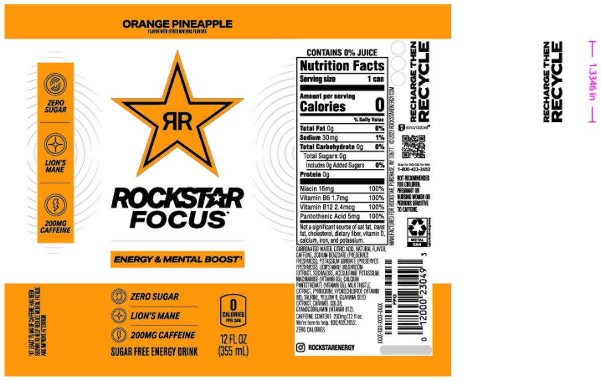 slide 10 of 10, Rockstar Focus Sugar Free Energy Drink Orange Pineapple - 12 fl oz, 12 fl oz