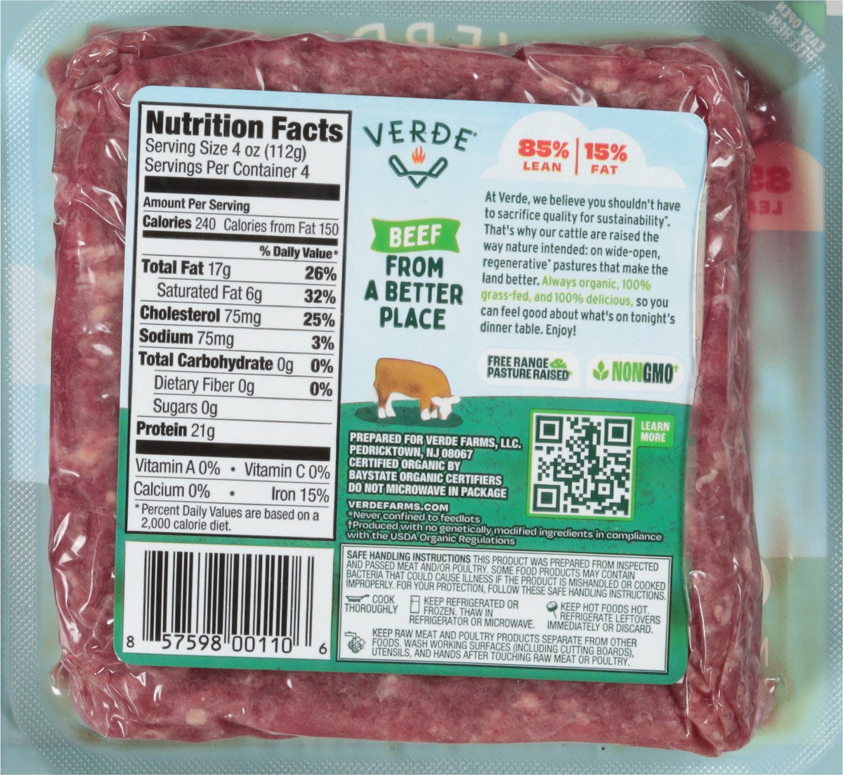 slide 9 of 13, Verde Organic Ground Beef 16 oz, 16 oz