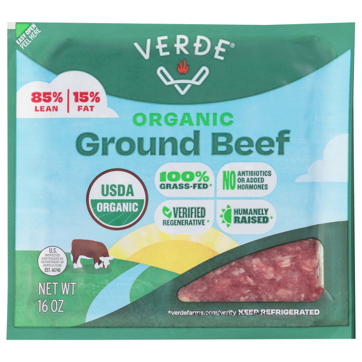 slide 1 of 13, Verde Organic Ground Beef 16 oz, 16 oz