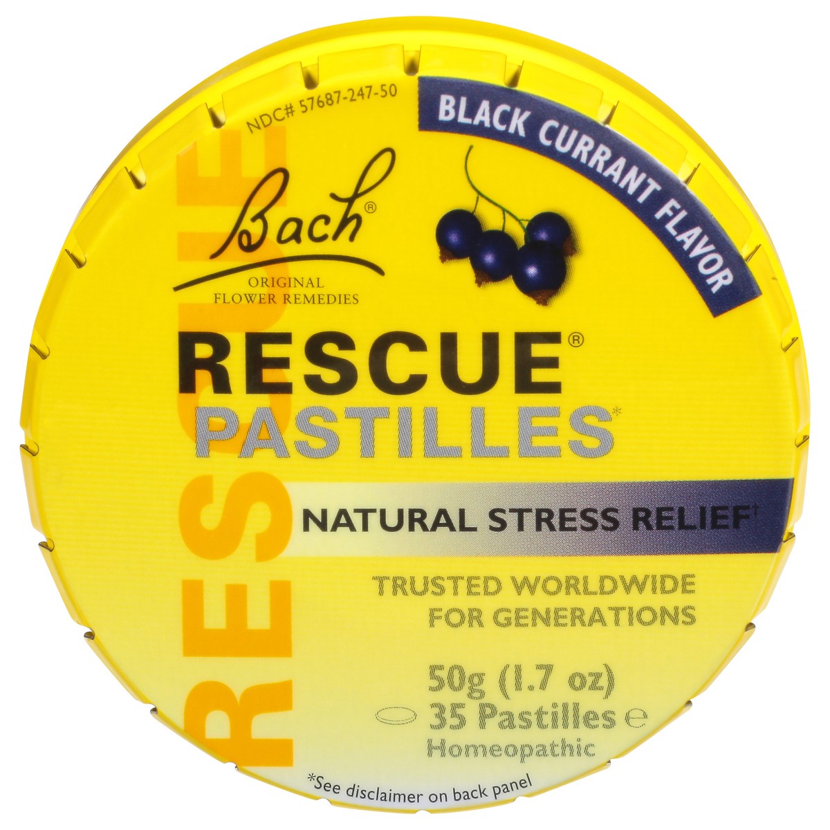 slide 1 of 11, Bach Original Flower Remedies Rescue Black Currant Flavor Natural Stress Relief 35 Pastilles, 50 gram