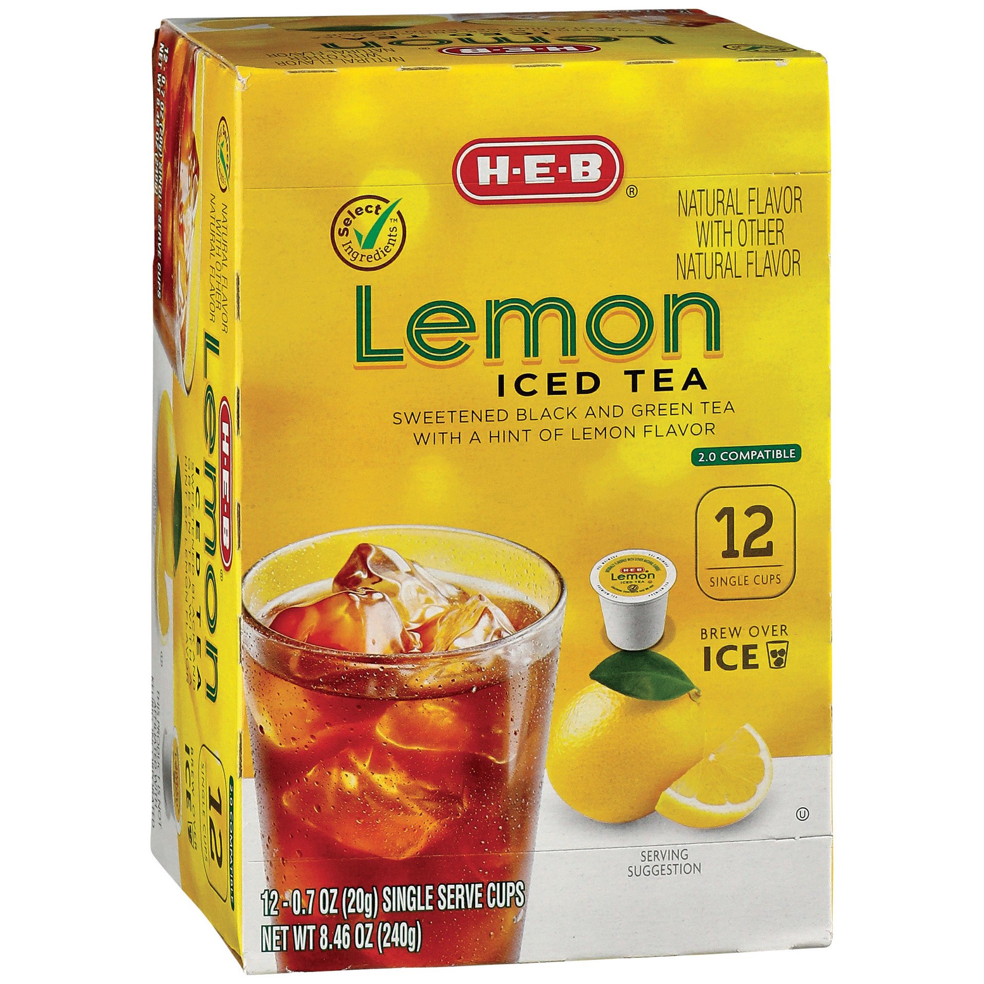 slide 1 of 1, H-E-B Iced Tea Single Serve Cups - Lemon, 12 ct