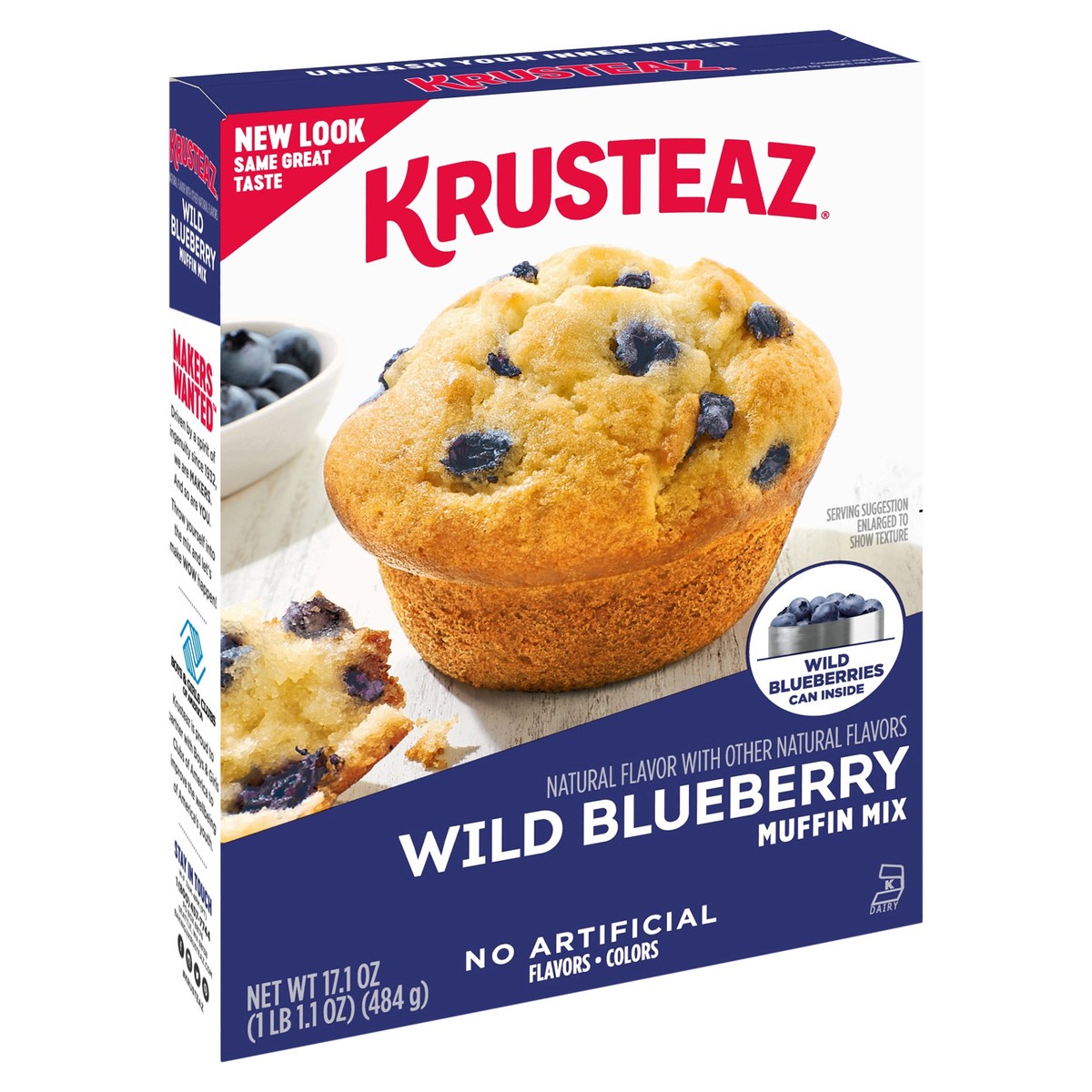 slide 4 of 9, Krusteaz Wild Blueberry Muffin Mix, 17.1 oz