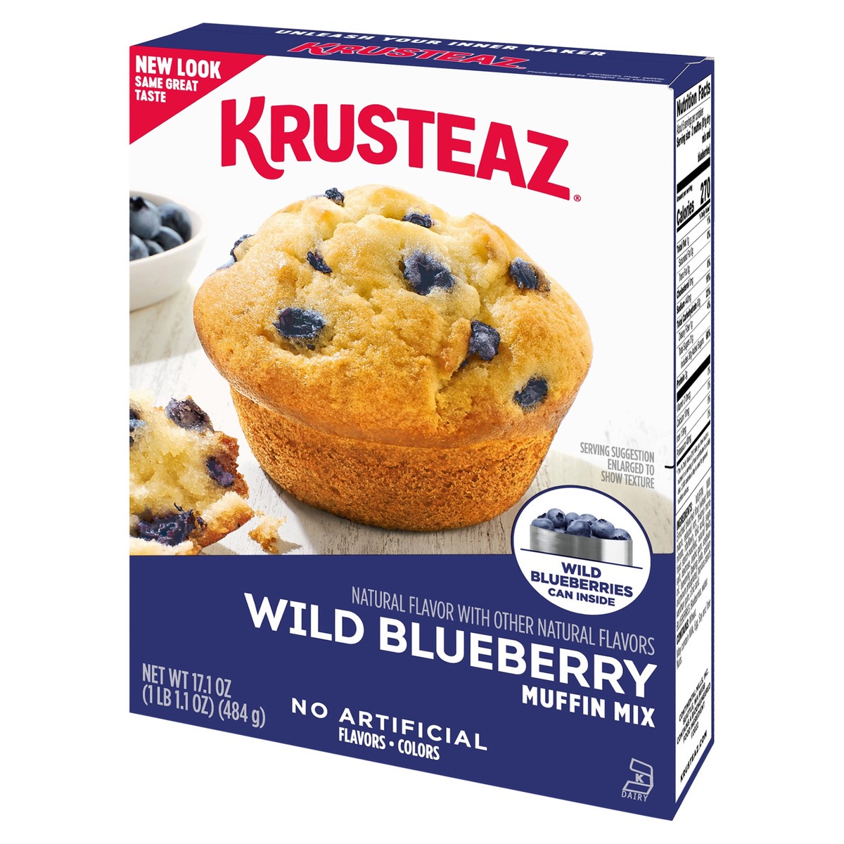 slide 6 of 9, Krusteaz Wild Blueberry Muffin Mix, 17.1 oz