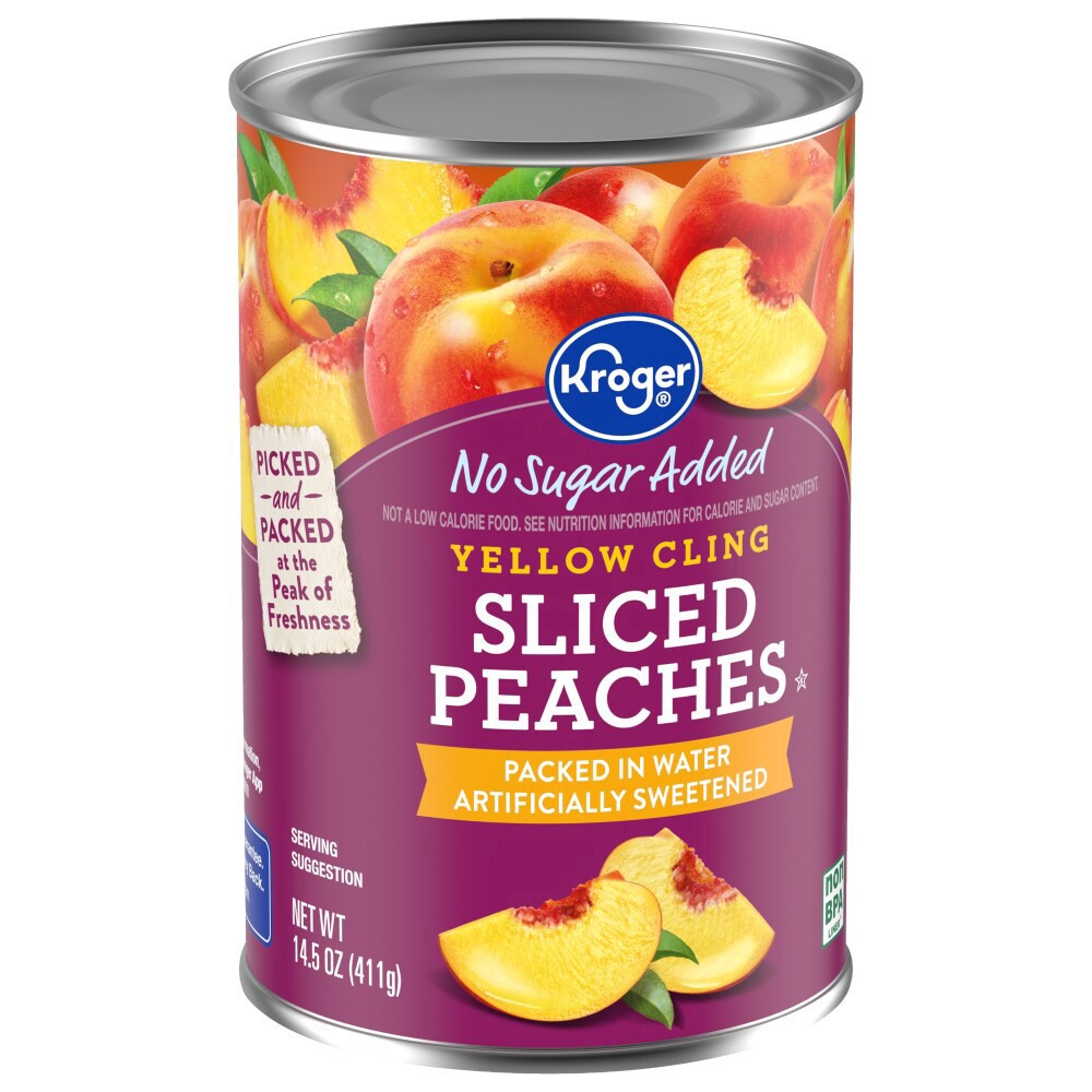 slide 3 of 5, Kroger No Sugar Added Sliced Peaches, 14.5 oz