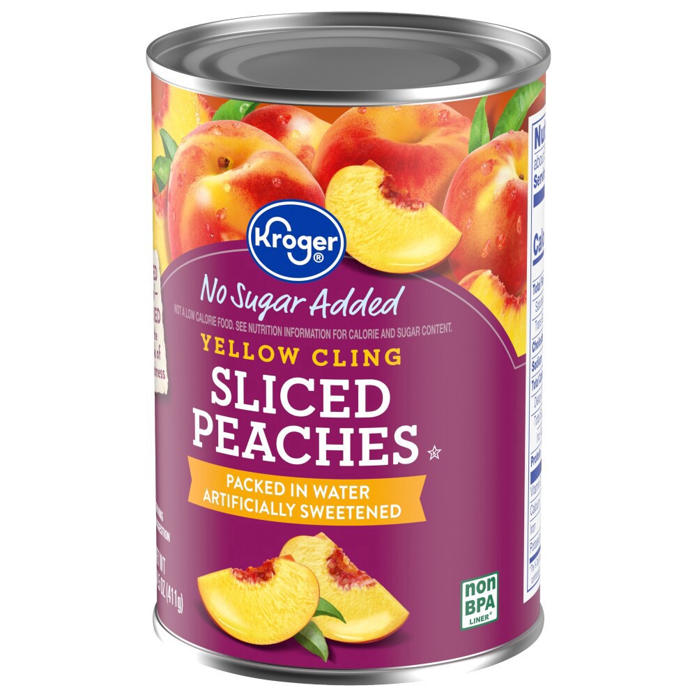 slide 2 of 5, Kroger No Sugar Added Sliced Peaches, 14.5 oz