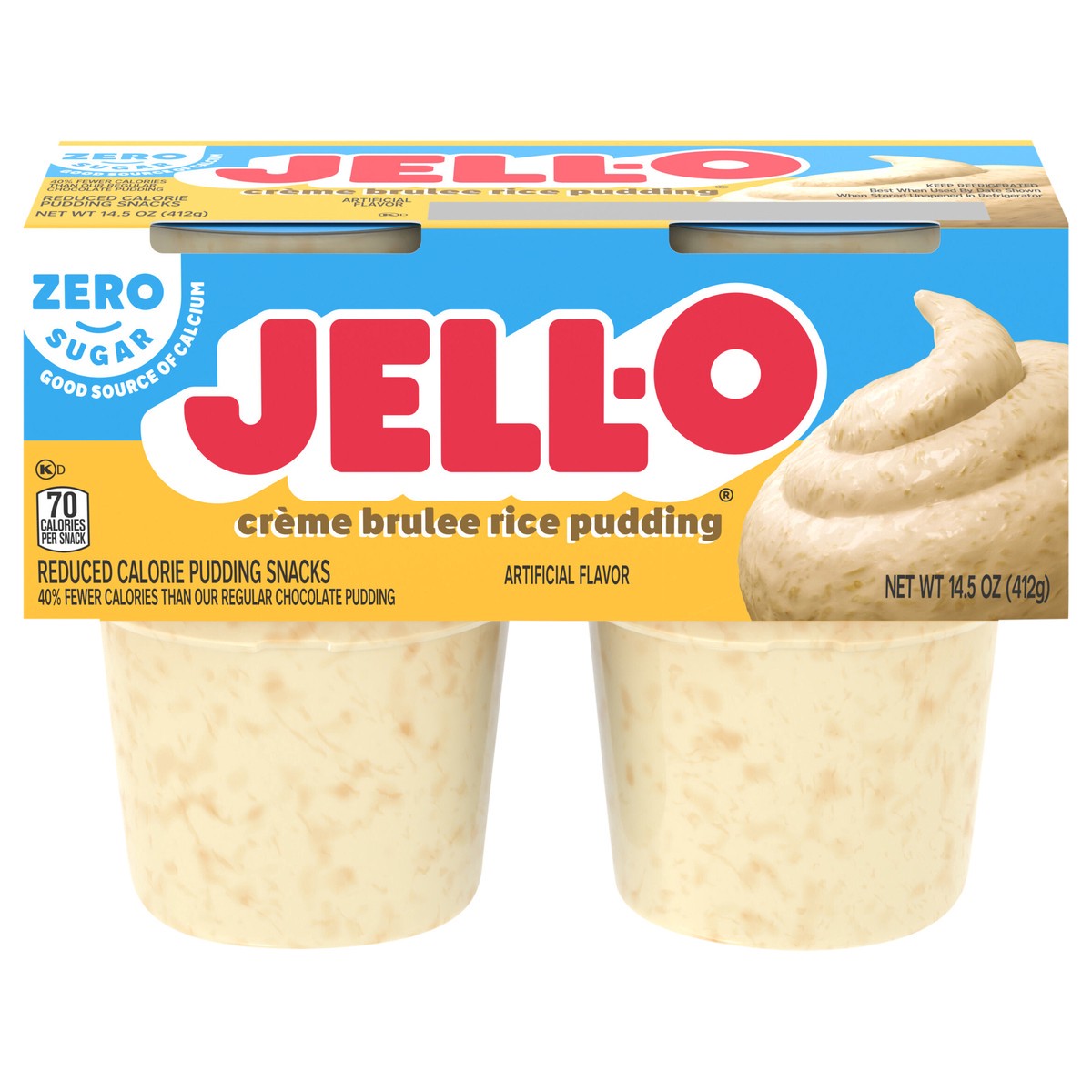 slide 1 of 5, Jell-O Zero Sugar Artificially Flavored Creme Brulee Rice Pudding Ready-to-Eat Snack Cups, 4 ct Cups, 14.5 oz