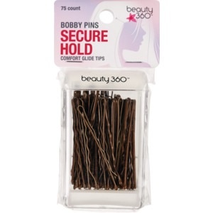 slide 1 of 1, Beauty 360 Secure Hold Bobby Pins Travel Case, Brown, 75 ct