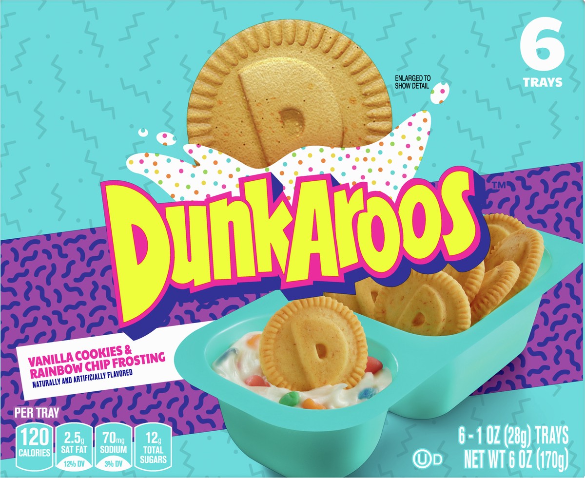 slide 7 of 9, Dunkaroos Vanilla Cookies and Rainbow Chip Frosting, 1 oz, 6 ct, 6 ct