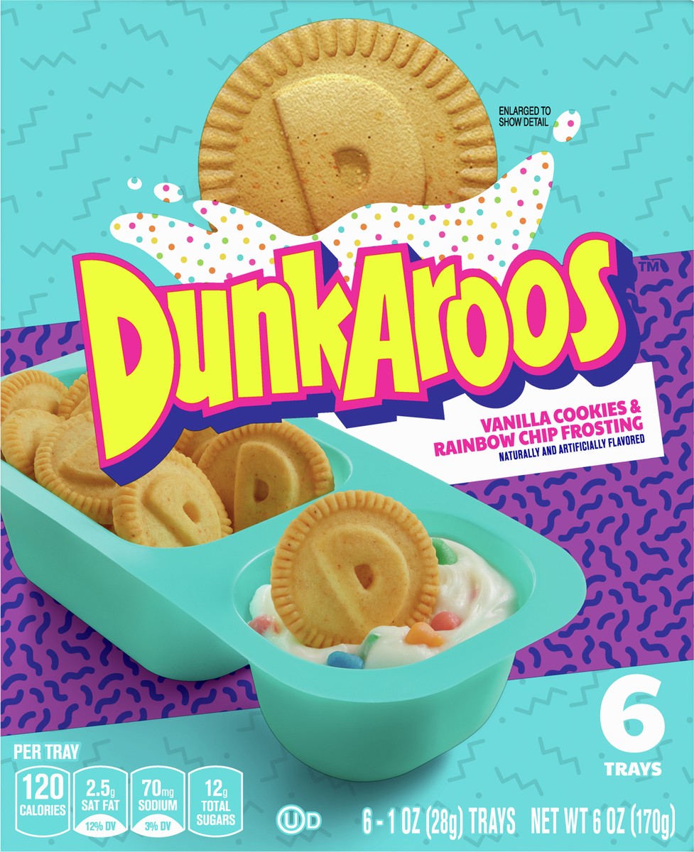 slide 6 of 9, Dunkaroos Vanilla Cookies and Rainbow Chip Frosting, 1 oz, 6 ct, 6 ct