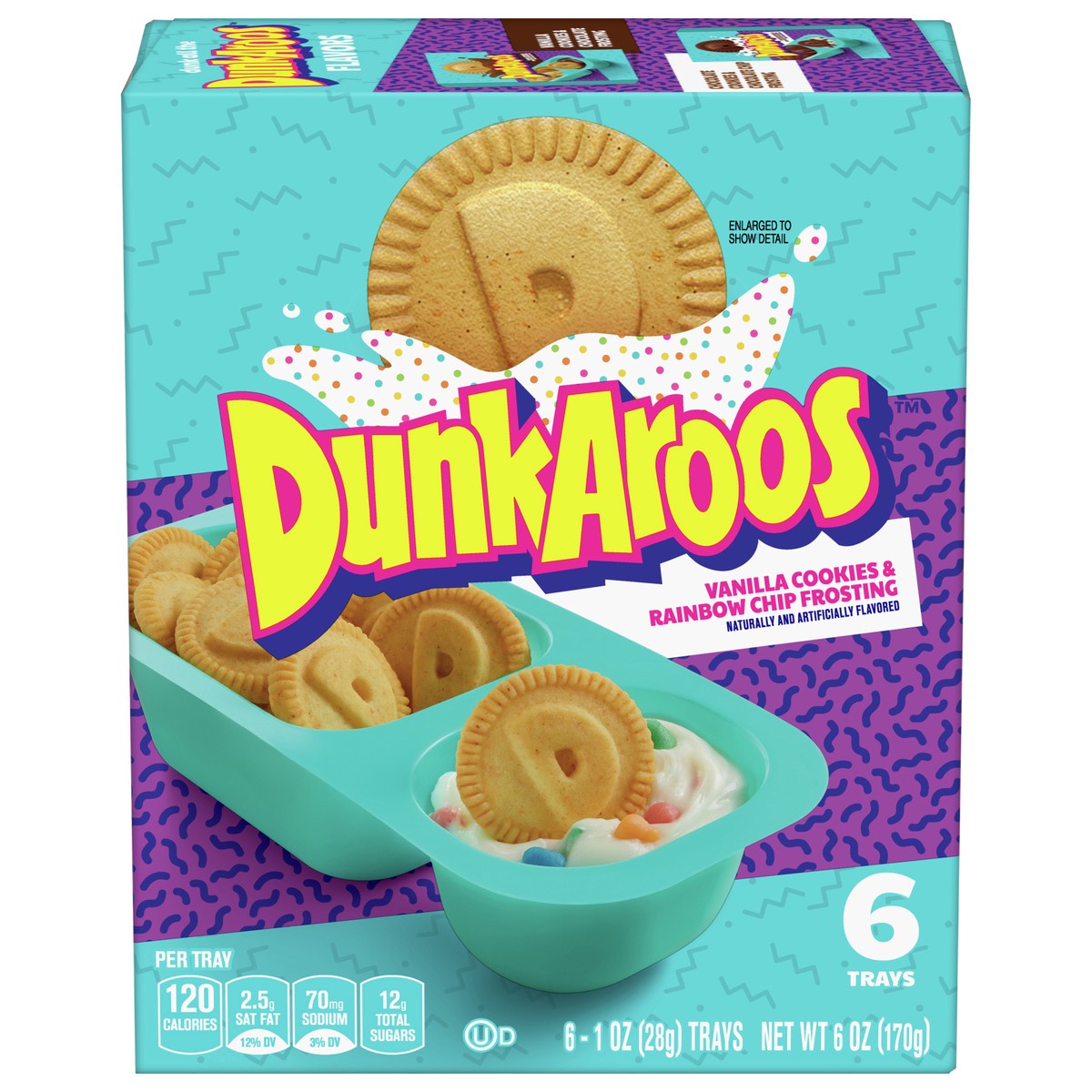 slide 1 of 9, Dunkaroos Vanilla Cookies and Rainbow Chip Frosting, 1 oz, 6 ct, 6 ct