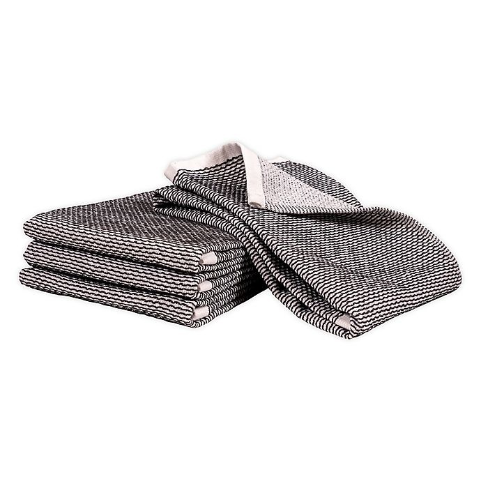 slide 1 of 2, Artisanal Kitchen Supply Dual Purpose Pique Kitchen Towels - Black, 4 ct