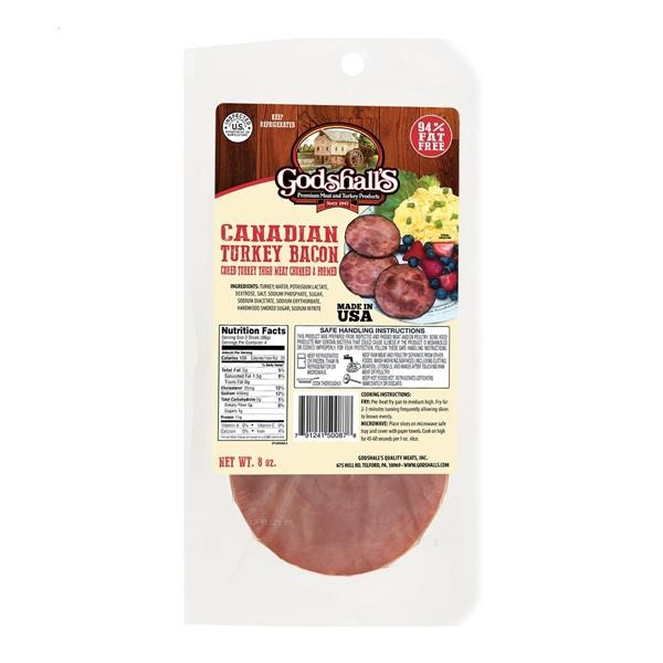 slide 1 of 1, Godshall's Canadian Turkey Bacon, 8 oz