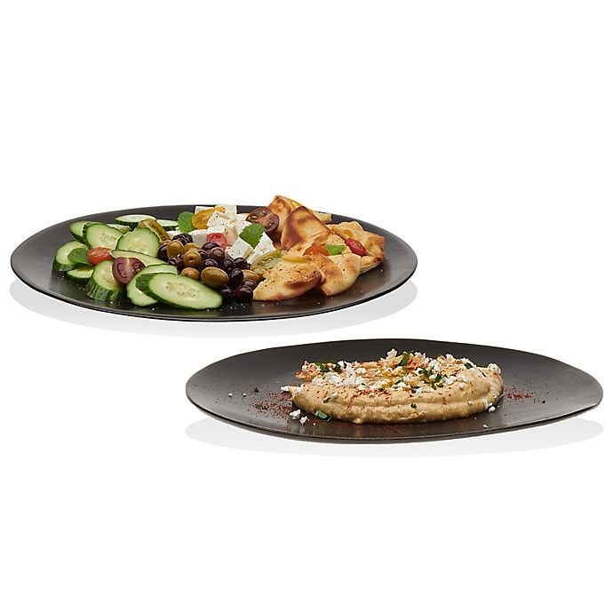 slide 2 of 10, Libbey Glass Prologue Drift Platter Set - Black, 2 ct