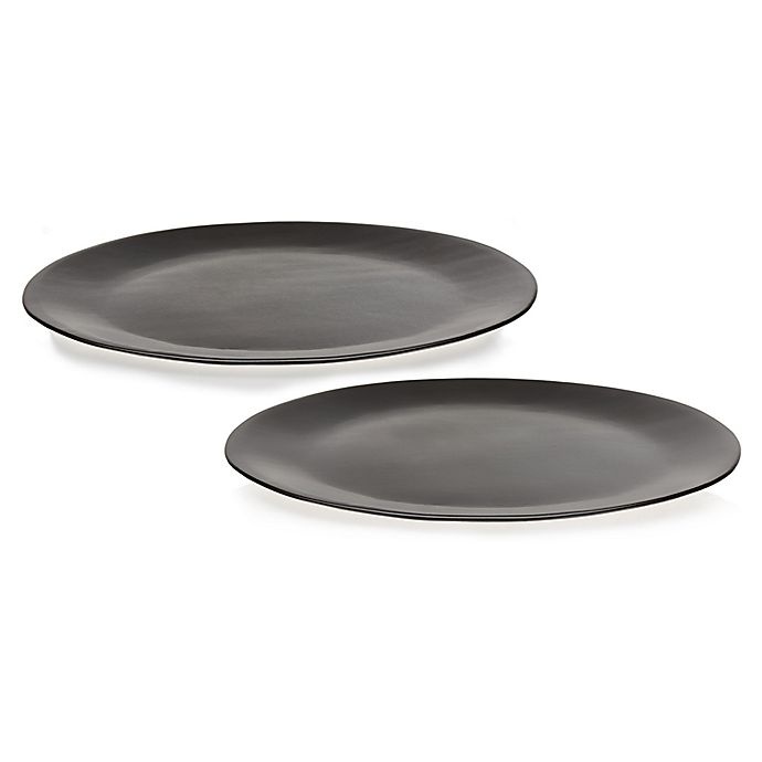 slide 1 of 10, Libbey Glass Prologue Drift Platter Set - Black, 2 ct