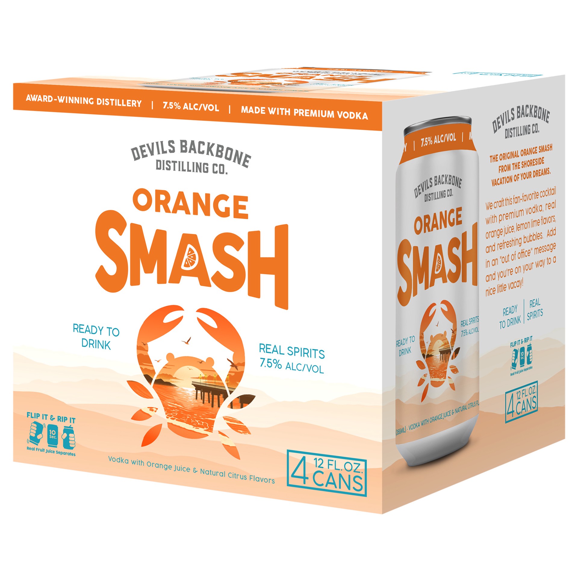 slide 2 of 3, Devils Backbone Distilling Co. Devil's Backbone Devils Rtd Orange Smash 4 Pack, 12 fl oz Cans, 48 fl oz