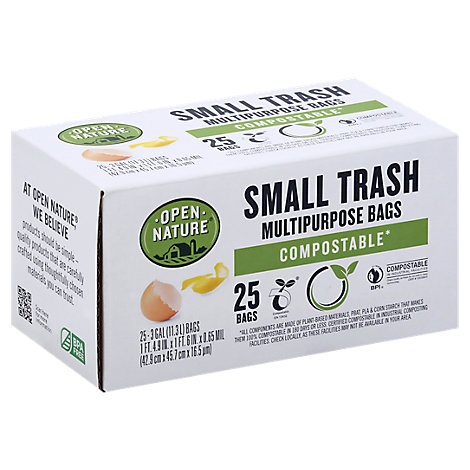 slide 1 of 1, Open Nature Trash Bags Compostable Small, 25 ct