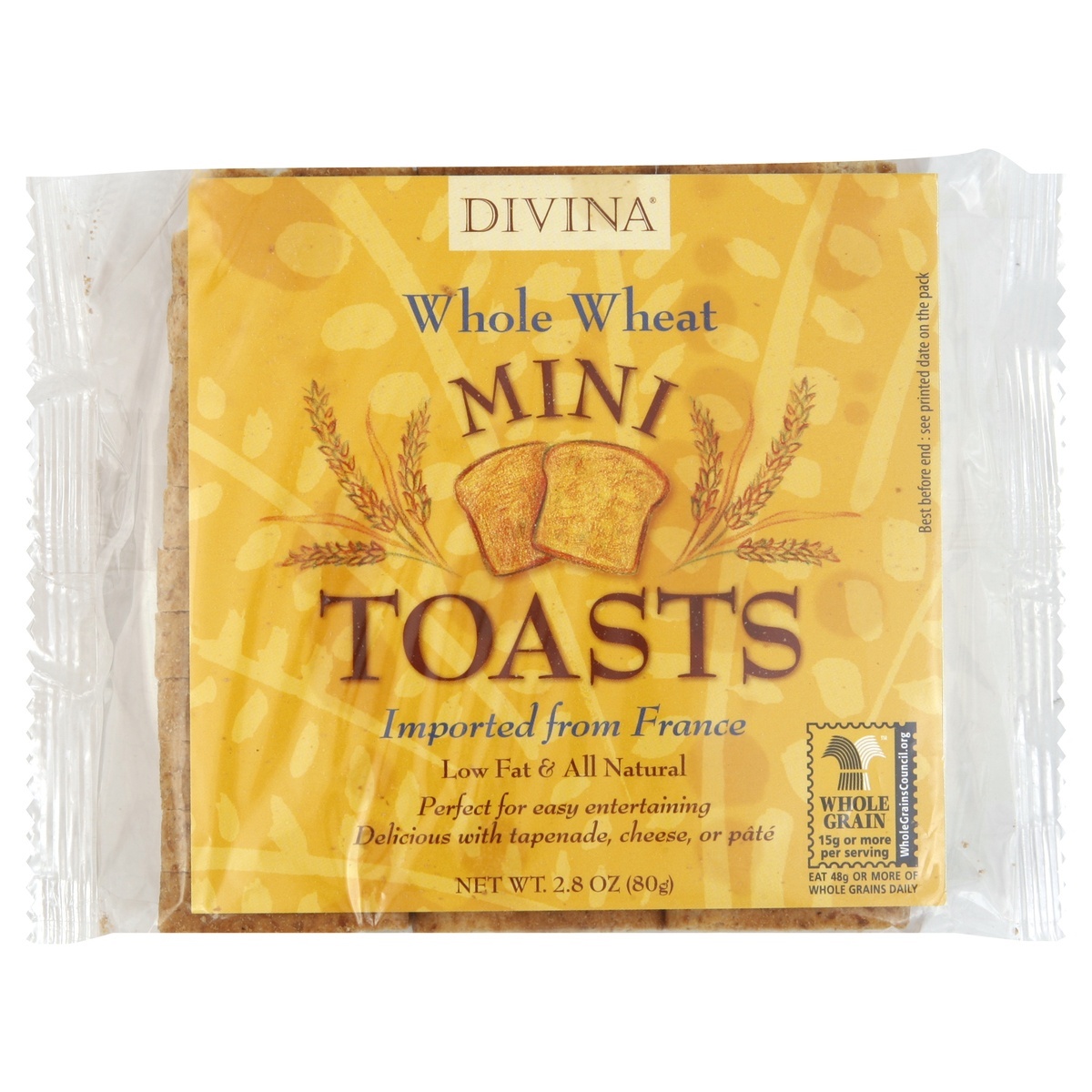 slide 1 of 5, Divina Whole Wheat Mini Toasts, 2.8 oz