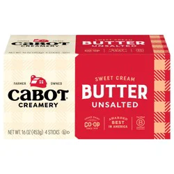 Cabot Creamery Unsalted Butter Sticks 1 lb