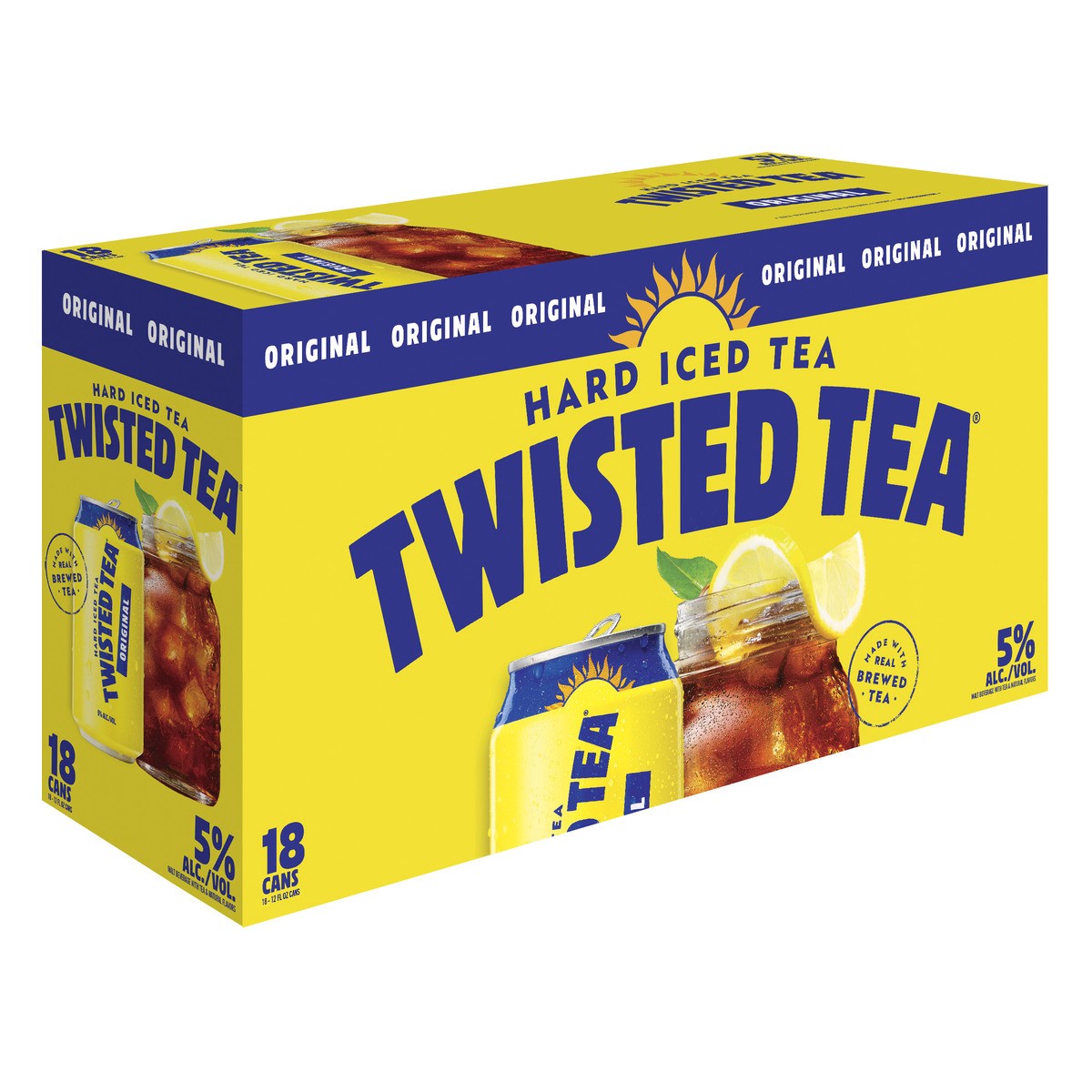 slide 1 of 8, Twisted Tea Hard Iced Tea, Lemon, Original, 18 ct; 12 oz