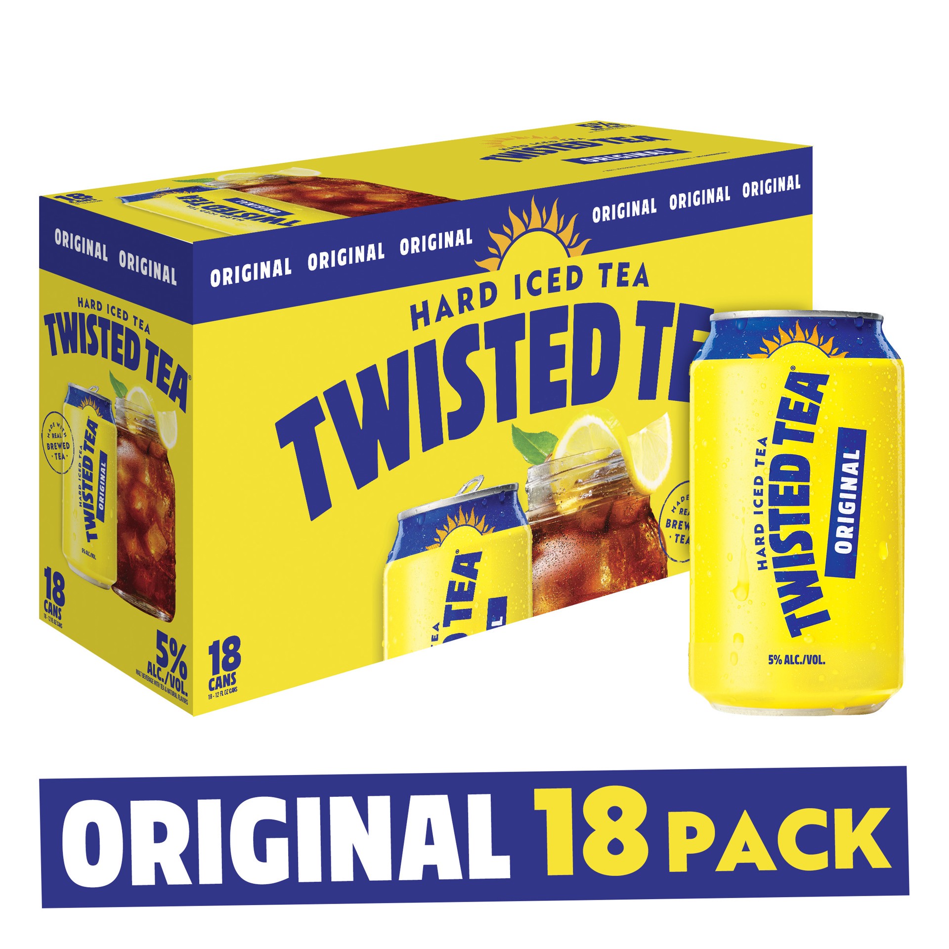 slide 1 of 8, Twisted Tea Original, Hard Iced Tea (12 fl. oz. Can, 18pk.), 216 oz