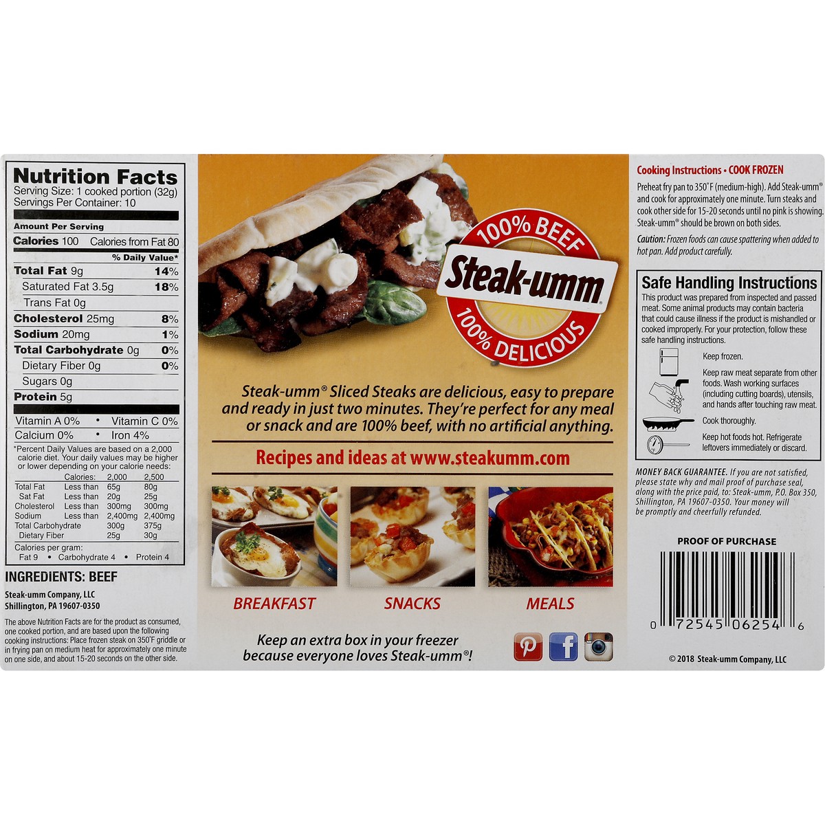 slide 7 of 12, Steak-umm Steaks 10 ea, 10 ct