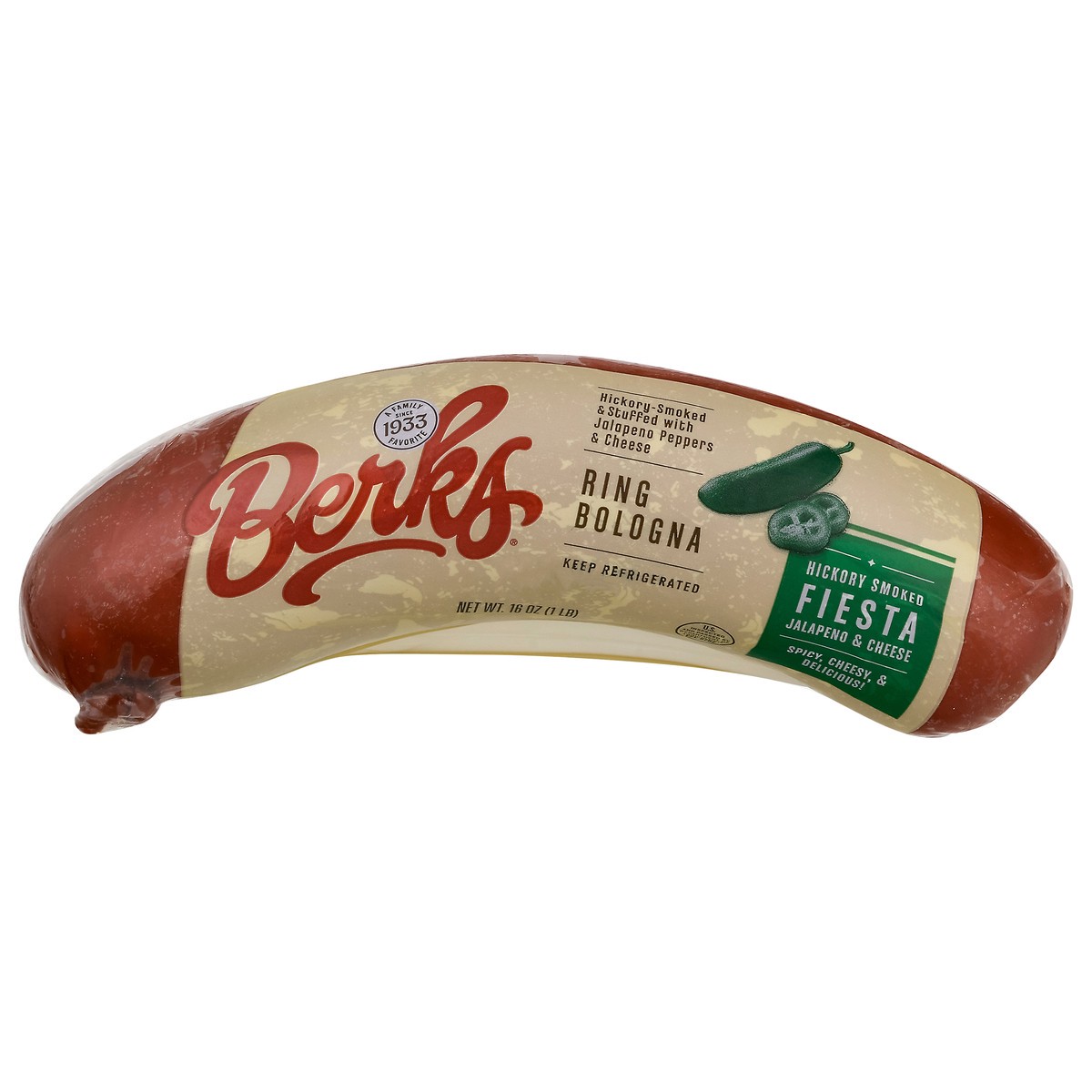 slide 1 of 11, Berks Hickory Smoked Fiesta Jalapeno & Cheese Ring Bologna 16 oz, 16 oz