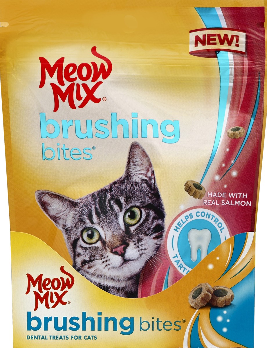 slide 5 of 6, Meow Mix Brushing Bites Dental Treats For Cats Salmon, 2.25 oz